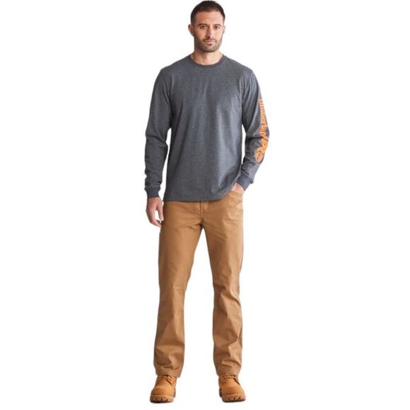 Timberland Pro Men's Small Base Plate Long Sleeve Wicking T-shirt With Logo Gray - Picture 1 of 15